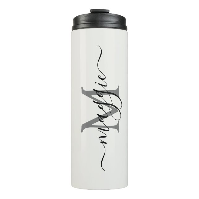 Elegant Personalised Initial & Name Travel Mug (Front)