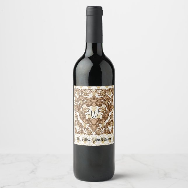 Elegant Personalised Initial & Name Wine Label (Front)