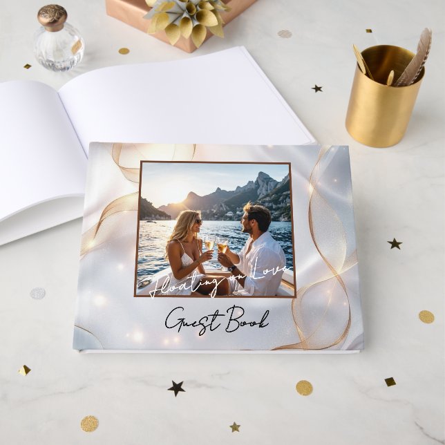 Elegant Personalised Keepsake for Romantic Celebra Guest Book (Front Open)