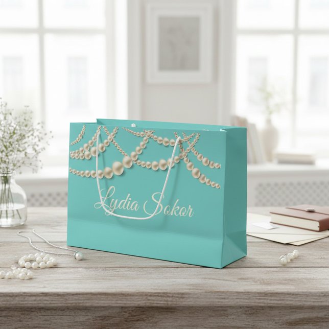 Elegant Personalised Luxury Gift Bag with Pearls  (Creator Uploaded)