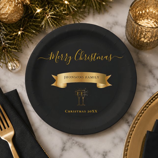 Elegant Personalised Merry Christmas Paper Plates (Creator Uploaded)