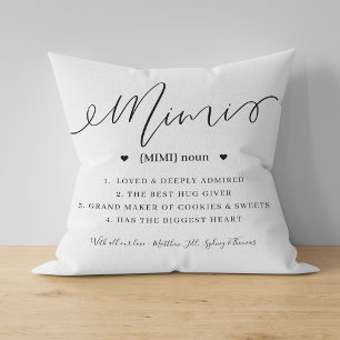Elegant Personalised Mimi Definition Keepsake Cushion