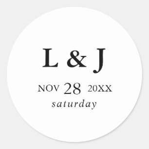 Elegant Personalised Modern Calligraphy Wedding Classic Round Sticker