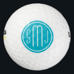 Elegant Personalised Monogram and Scuba Blue Frame Golf Balls<br><div class="desc">Preppy monogram. Circle Frame. Elegant Scuba Blue. Design by José Ricardo</div>