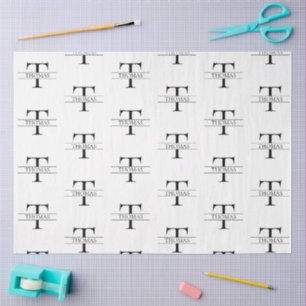 Elegant Personalised Monogram Custom Name Pattern Tissue Paper