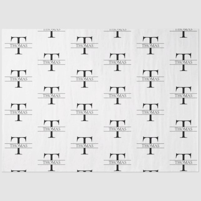 Elegant Personalised Monogram Custom Name Pattern Tissue Paper (Front)