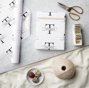 Elegant Personalised Monogram Custom Name Pattern Wrapping Paper