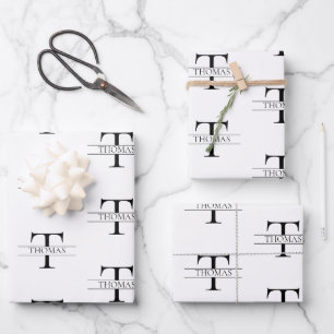 Elegant Personalised Monogram Custom Name Pattern Wrapping Paper Sheet
