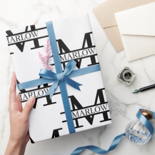 Elegant Personalised Monogram Name Custom  Wrapping Paper