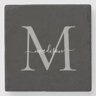Elegant Personalised Monogram & Name Stone Coaster