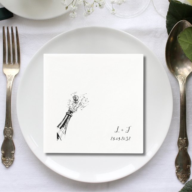 Elegant Personalised Monogram Wedding Cocktail Napkin (Creator Uploaded)