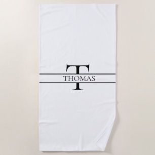 Elegant Personalised Monogrammed Custom Name Beach Towel