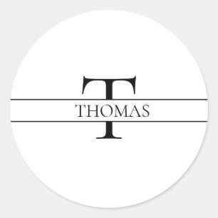 Elegant Personalised Monogrammed Custom Name Classic Round Sticker