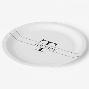 Elegant Personalised Monogrammed Custom Name Paper Plate