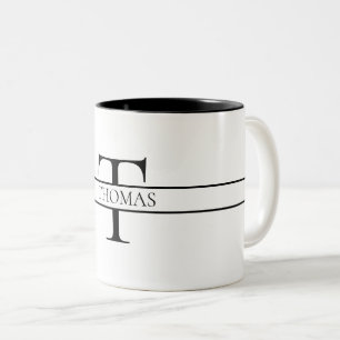 Elegant Personalised Monogrammed Custom Name Two-Tone Coffee Mug