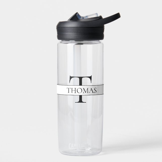 Elegant Personalised Monogrammed Custom Name Water Bottle (Left)