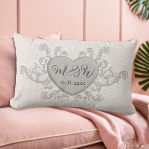 Elegant Personalised Monograms Wedding Gift Pillow