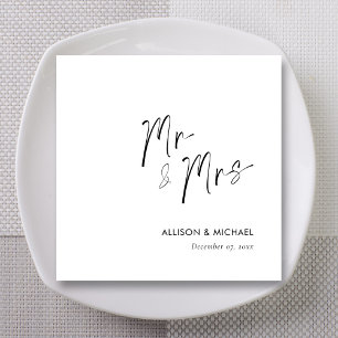 Elegant Personalised Mr & Mrs Wedding Napkins