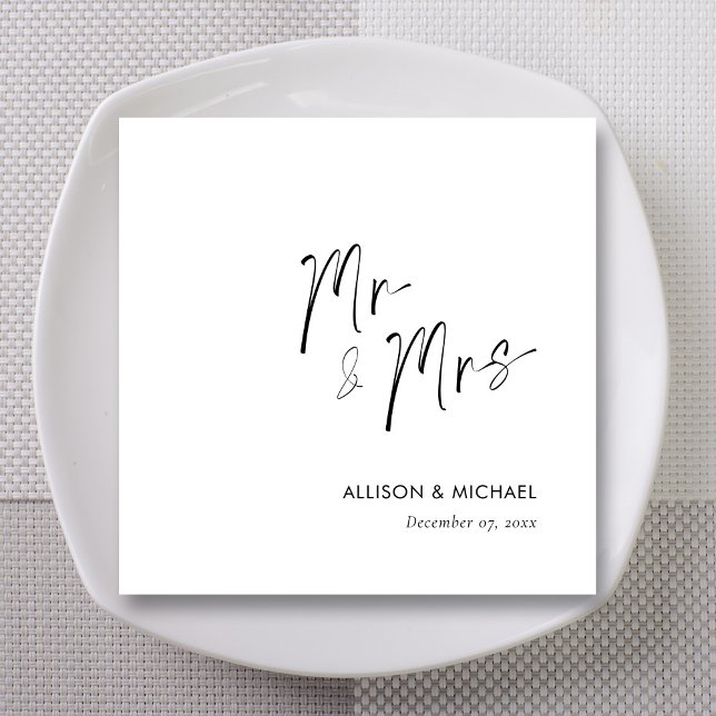 Elegant Personalised Mr & Mrs Wedding Napkins (Creator Uploaded)