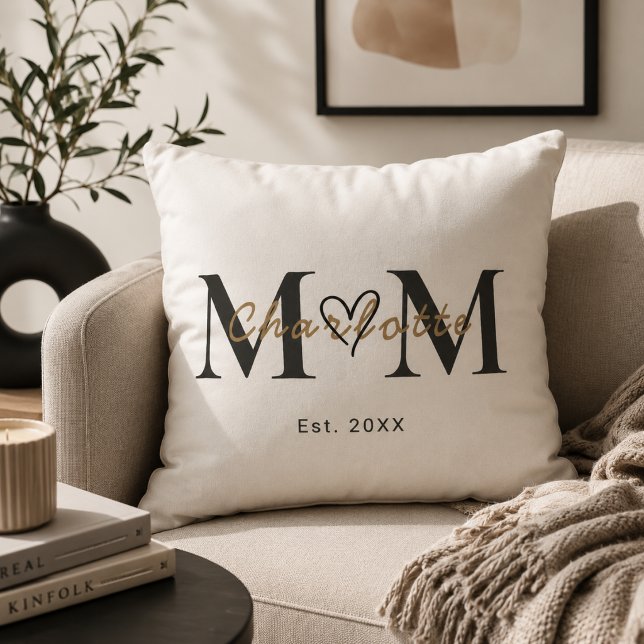 Elegant Personalised Mum Name Est Year Pillow (Creator Uploaded)