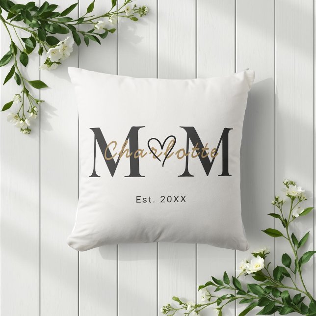 Elegant Personalised Mum Name Est Year Pillow (Creator Uploaded)