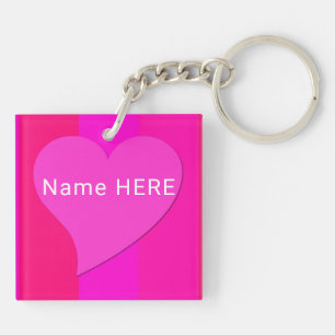 Elegant Personalised Name and Pink Heart  Key Ring
