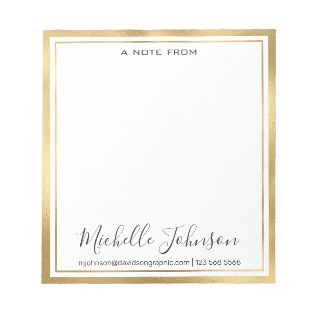 Elegant Personalised Name | From The Desk Of Notepad (Front)