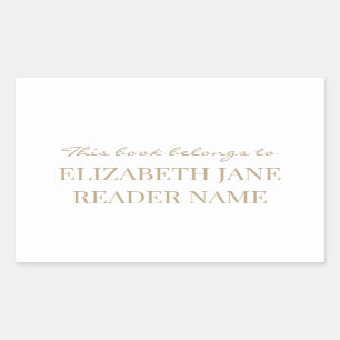 Elegant Personalised Name Gold Bookplate Label