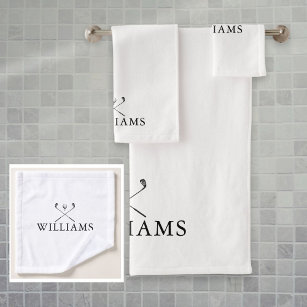 Elegant Personalised Name Golf Clubs Bath Towel Set