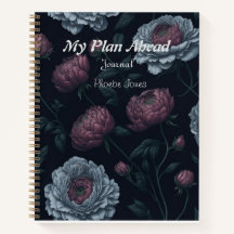Elegant Personalised Name Peonies Journal Notebook