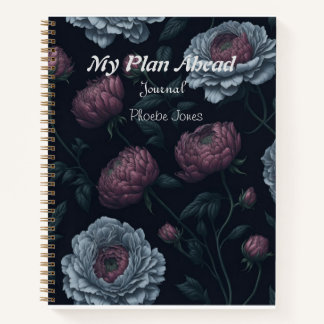 Elegant Personalised Name Peonies Journal Notebook