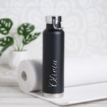 Elegant Personalised Name Script Water Bottle<br><div class="desc">Stay hydrated in style with this Elegant Personalised Name Script Water Bottle. Featuring a sophisticated, hand-written cursive font on a clean matte black finish, this thermal bottle is designed for the modern minimalist. Its "human-centred" design makes it a thoughtful, high-end gift for bridesmaids, birthdays, or your own daily routine. Keeps...</div>
