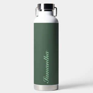 Elegant Personalised Name Typography |Grey green Water Bottle