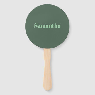 Elegant Personalised Name Typography |sage green Hand Fan
