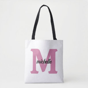 Elegant Personalised Old Rose Name Letter Tote Bag