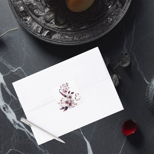 Elegant Personalised Orchid Flowers Square Sticker (Creator Uploaded)