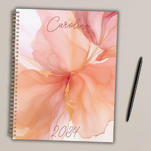 Elegant Personalised Peach Floral Feminine Monthly Planner