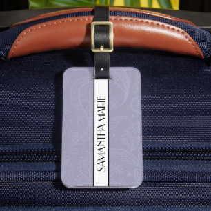 Elegant Personalised Periwinkle Blue Lace White Luggage Tag