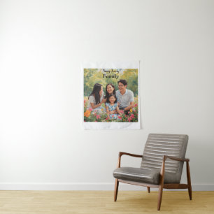Elegant Personalised Photo Custom Happy Family Tapestry