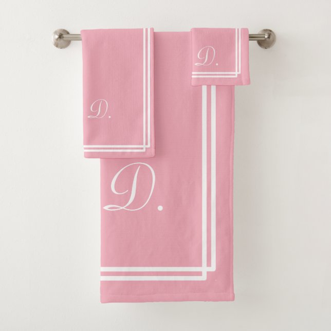 Elegant Personalised Pink Bath Towel Set (Insitu)
