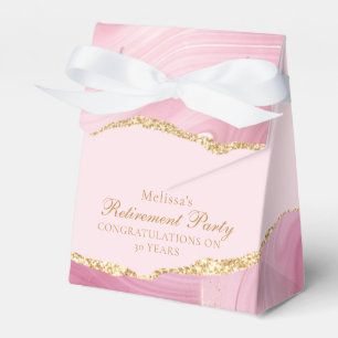 Elegant Personalised Pink Gold Retirement Party Favour Box