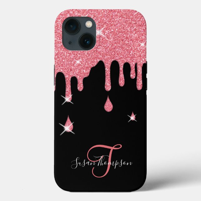 Elegant Personalised Pink Sparkles Case-Mate iPhone Case (Back)