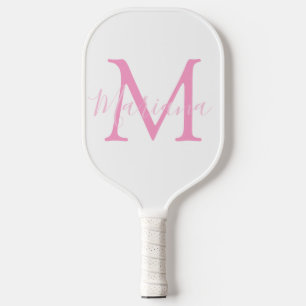 elegant personalised pink white minimalist girly pickleball paddle