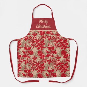 Elegant Personalised Red Floral Christmas Apron