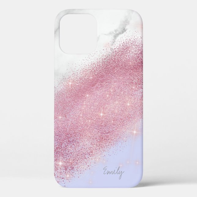 Elegant personalised rose gold glitter marble  Case-Mate iPhone case (Back)