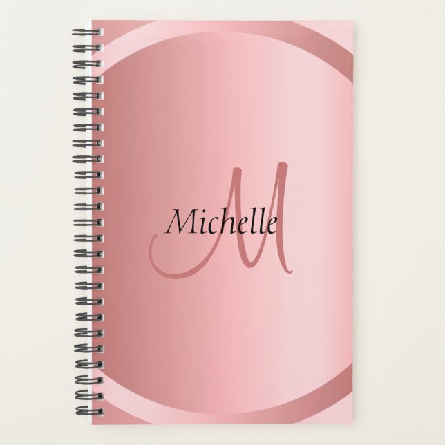 Elegant Personalised Rose Gold Monogram Modern Planner (Front)