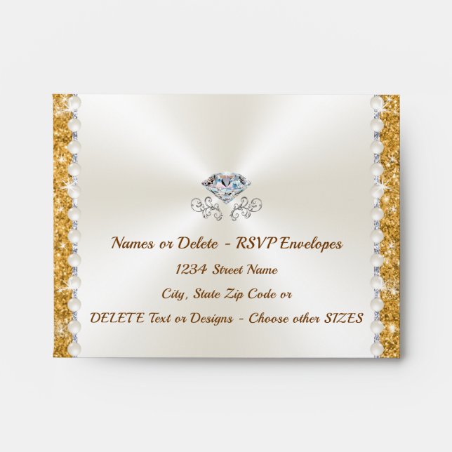 Elegant Personalised, RSVP Envelopes, Select SIZE Envelope (Front)