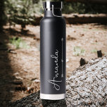 Elegant Personalised Script Heart Bridesmaid  Wat Water Bottle<br><div class="desc">Elegant Personalised Script Heart Bridesmaid Water Bottle . Perfect Bridal favours for your bridesmaids . The design has a black background with the name written in a pretty script font in white . Customised these by changing the name . For any further customisation like colour change etc , please feel...</div>