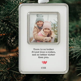 Elegant Personalised Sister Photo & Quote Silver Plated Framed Ornament