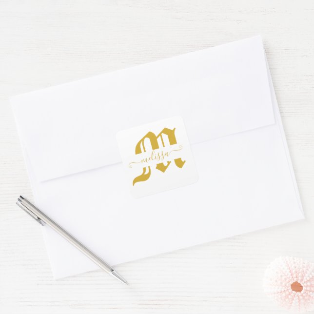 Elegant personalised square sticker (Envelope)
